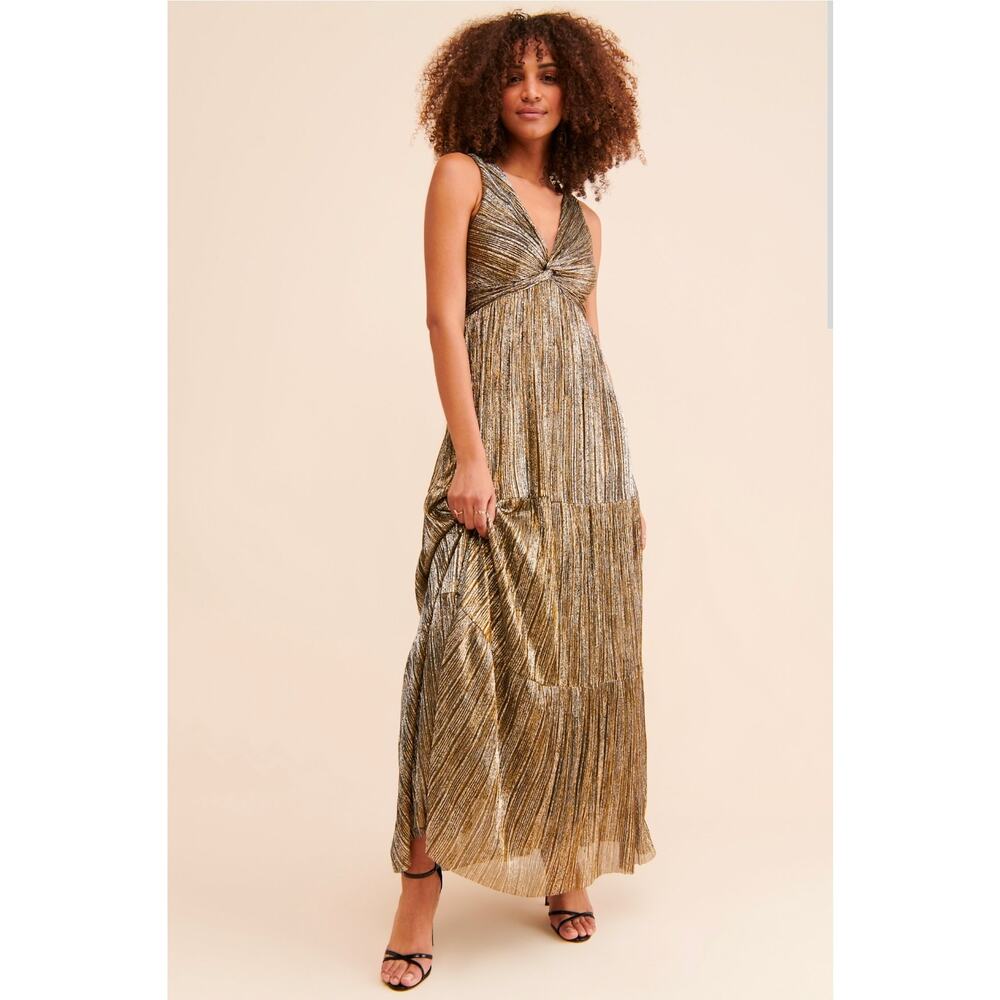 g.p.d x Anthropologie Tie-Back Tiered Maxi Dress. Size S. Retails $114